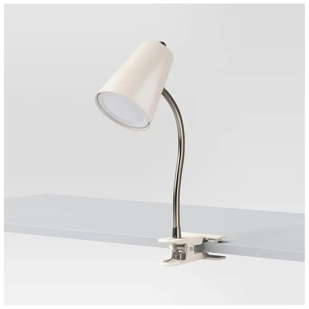 Room Essentials Clip Table Lamp White with LED Light Bulb Included